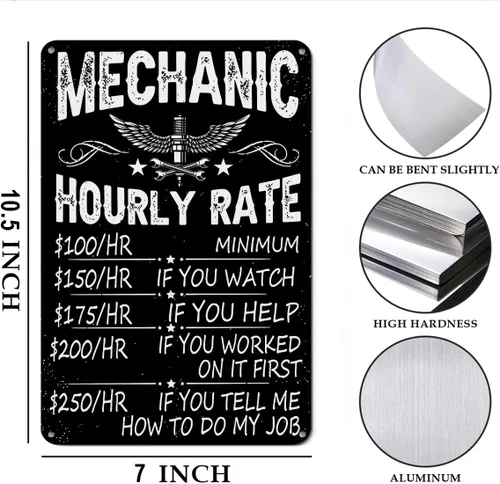 Vista 2 de Divertidos letreros de metal mecánico, regalos para hombres, papá, marido, para hombre, cueva, taller, garaje, decoración de pared, mecánico
