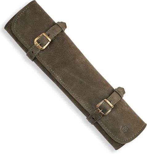 Vista 10 de Bolsa de rollo de cuchillos Cuero Genuino - Bolsa de cuchillos de chef 7 ranuras - Estuche de cuero para cuchillos Sam