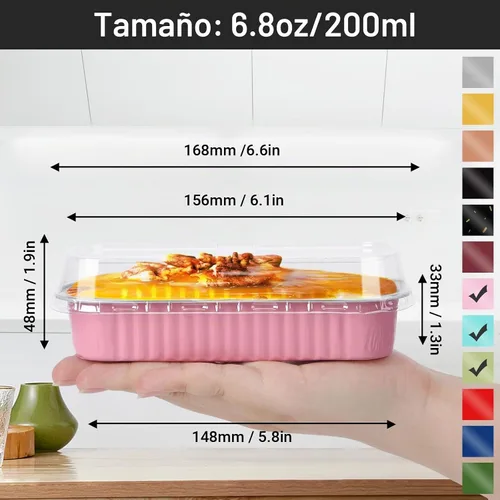 Vista 2 de EUSOAR Forros para magdalenas con tapas, 30 unidades de ramekins de papel de aluminio de 6.8 oz, mini moldes para pan de aluminio desechables 3