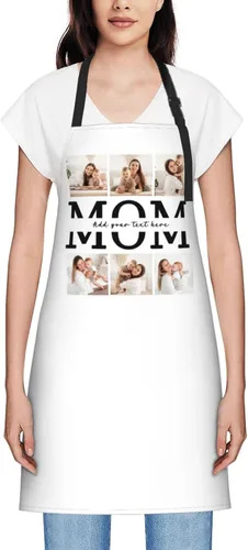Vista 17 de Delantales personalizados para mujer, diseño de delantal de chef ajustable con nombre, textos, fotos, flores, regalos para el día de la madre