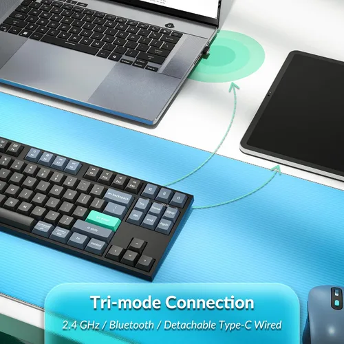 Vista 3 de Keychron B33 2.4 GHz Wireless Bluetooth Keyboard Silent Typing 80% TKL Layout Launcher Support Ergonomic Angle Compatible for Mac Windows Linux-Deep