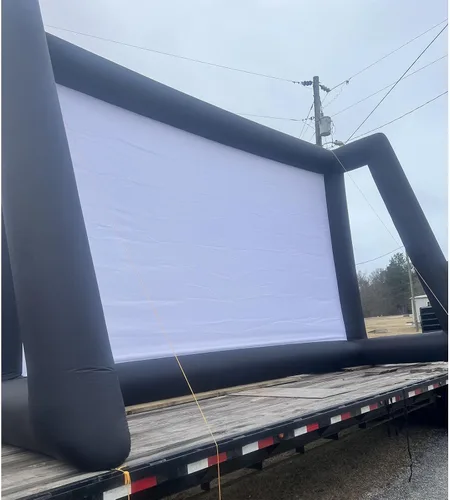 Vista 7 de Fitnessandfun Pantalla de cine inflable de 25 pies para exteriores, soplador de cine al aire libre, pantalla de proyección portátil frontal