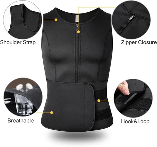 Vista 3 de Ymosrh Camiseta adelgazante para hombre, chaleco de compresión térmica, camiseta sin mangas muscular, tallas S-2XL