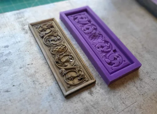 Vista 4 de Ornamental filigree rectangle #2 Silicone candybar chocolate mold, resin, fondant, wax and more. (random color) (X-Large)