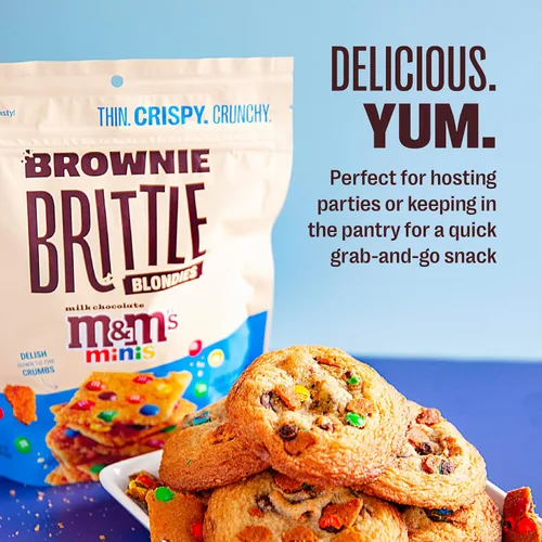 Vista 4 de Brownie Brittle M&M'S Minis Blondie - Bocadillos dulces finos y crujientes (paquete de 6, 4 onzas), postre gourmet rico en bocadillos de brownie