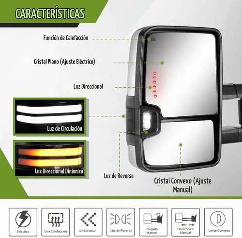 Vista 2 de Switchback Espejos de Remolque para Chevy Silverado GMC Sierra 2003-2007 Espejo Lateral con Señal de Giro Dinámica Luz de Marcha Lámpara de Respaldo