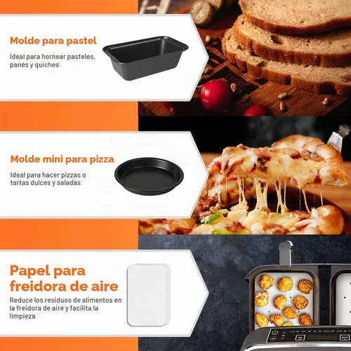 Vista 6 de Accesorios para freidora de aire de doble cesta, juego de 10 piezas compatibles con la freidora de aire dual Ninja DZ201, DZ401 y la mayoría