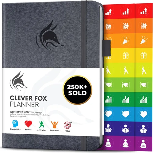 Vista 21 de Clever Fox Planner – Planificador semanal y mensual sin fecha para productividad, manejo del tiempo y objetivos – Diario organizador – A5