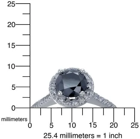 Vista 4 de Vir Jewels 10K White Gold Black Diamond Engagement Ring (1.50 CT)