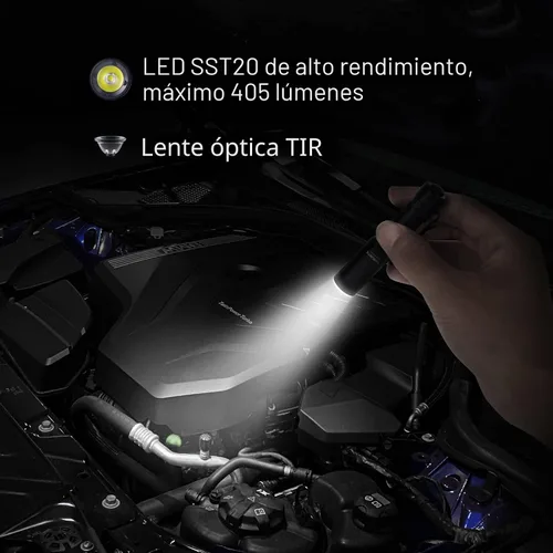 Vista 6 de ThruNite EDC Linterna Archer Mini, linterna LED de 405 lúmenes con interruptor de cola, linterna de bolsillo pequeña recargable USB C para camping