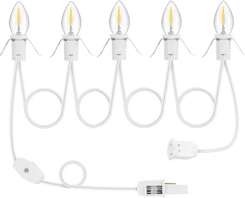 Vista 14 de Paquete de 1 cable de accesorio con 3 bombillas LED y toma de corriente de luz de pueblo de Navidad, cable de luz de molde de soplado de 7.4 pies