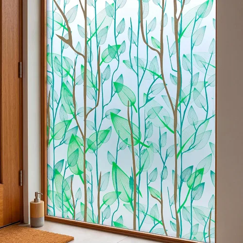 Vista 14 de Película decorativa para ventana, diseño de flores, película de privacidad de vidrio de adherencia estática para puerta, tintes de ventana