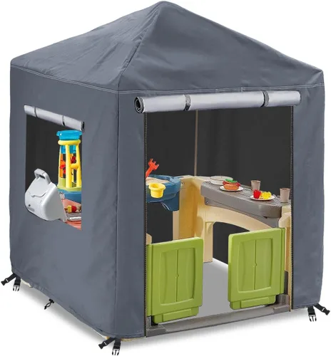 Vista 9 de Funda para casa de juegos para niños al aire libre, cubiertas de casa de juegos resistentes e impermeables de 600D, 142 cm de ancho x 142 cm