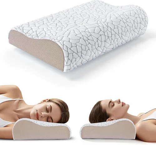 Vista 8 de A-Pce Almohada cervical para el cuello, almohada de espuma viscoelástica Azul