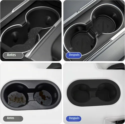 Vista 3 de frani Juego de portavasos (2 piezas) compatible con Tesla Model Y 2021-2026 y Juniper Refresh - Insertos de silicona premium para consola central