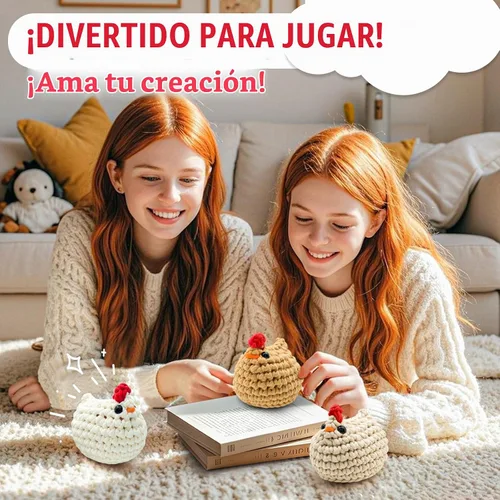 Vista 6 de SGIBYN Kit de ganchillo para principiantes - Juego de 3 pollos Amigurumi de bricolaje