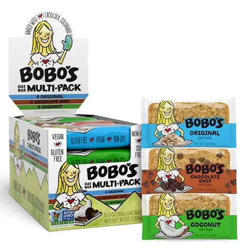 Vista 12 de Bobo's Barras de mantequilla de almendra y avena, sin gluten, sin OGM, avena integral, paquete de 12 Barritas de aperitivo Para llevar Hechas