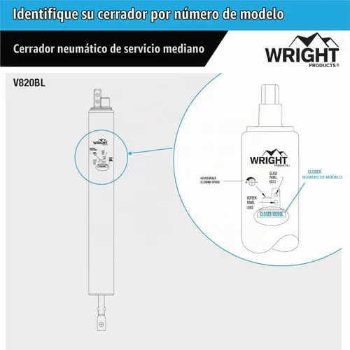 Vista 3 de Wright Products - Pantalla neumática ligera y cierrapuertas de tormenta, negro