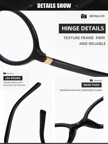 Vista 5 de Onrtry Lentes retro ovalados con bloqueo de luz azul para mujeres y hombres, anteojos falsos nerd redondos sin receta