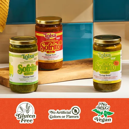 Vista 4 de Loisa Sofrito - Salsa de cocina, sin OGM, sin MSG, sin conservantes, sin colorantes artificiales, sin sabores artificiales, vegano, sabor latino