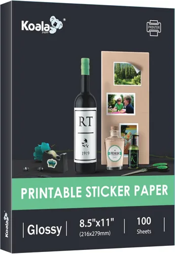 Vista 8 de Papel adhesivo brillante Koala para impresora de inyección de tinta y láser, papel adhesivo fotográfico imprimible, 20 hojas de 8.5x11 pulgadas