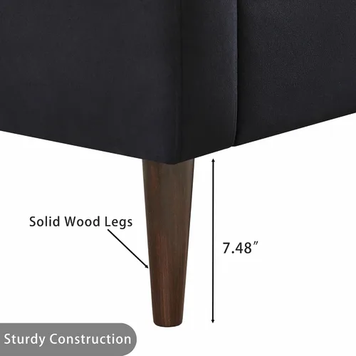Vista 5 de Sofá Chesterfield de terciopelo moderno, sofá grande de 3 asientos, muebles de sofá de 76 pulgadas, cómoda funda tapizada con marco de madera y Negro