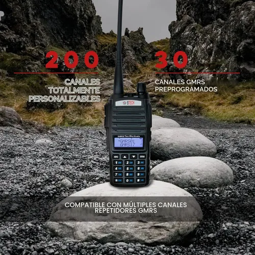 Vista 2 de BTECH GMRS-V2 5W 200 Canales Completamente Personalizables Radio Bidireccional GMRS. Carga USB-C, Resistente al Clima IP54, Compatible