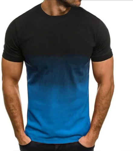 Vista 2 de Camisas de manga corta para hombre, camiseta degradada de manga corta para hombre, estilo casual, moda urbana, cuello redondo, camiseta para hombre