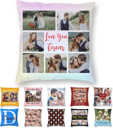 Vista 12 de Funda de almohada personalizada con texto de imagen, funda de almohada con foto personalizada, diseño personalizado para mamá, papá, amigos