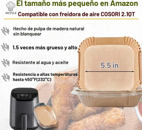 Vista 2 de Forros pequeños para freidora de aire Cosori 2.1qt