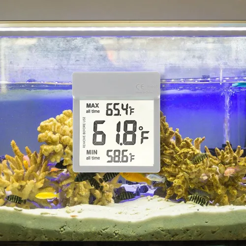 Vista 6 de LCD Digital Aquarium Thermometer Fish Tank Water Temperature Gauge with Display, Dual Celsius Fahrenheit Modes, Detachable Adhesive Design, External