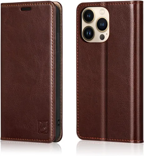 Vista 15 de Belemay Funda tipo cartera compatible con iPhone 8 Plus, de piel de vaca auténtica, funda tipo folio (funda interior de TPU suave), ranuras