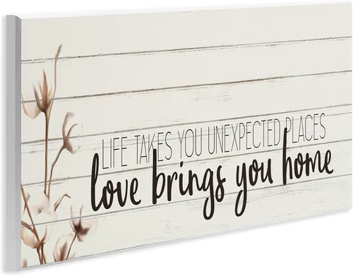 Vista 3 de Stupell Industries Life Unexpected Places Adventure Phrase Country Charm Quote, diseñado por Kim Allen Art, 7 x 17, placa de pared