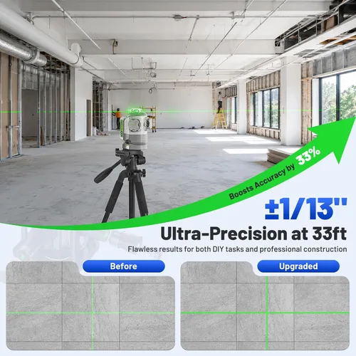 Vista 9 de Huepar Pro Kit de nivel láser para exteriores con receptor, largo alcance
