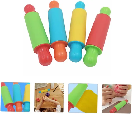 Vista 5 de 4 rodillos de arcilla para niños, rodillo de plastilina de colores surtidos, herramientas seguras para manualidades para niños mayores de 3 años