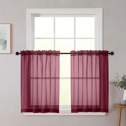 Vista 116 de 2 paneles de cortinas traslúcidas blancas para dormitorio, sala de estar, 96 pulgadas de largo, modernas, suaves, ligeras, con bolsillo para barra