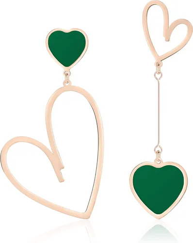 Vista 8 de Linawe Mismatched Heart Dangle Earrings for Women Trendy