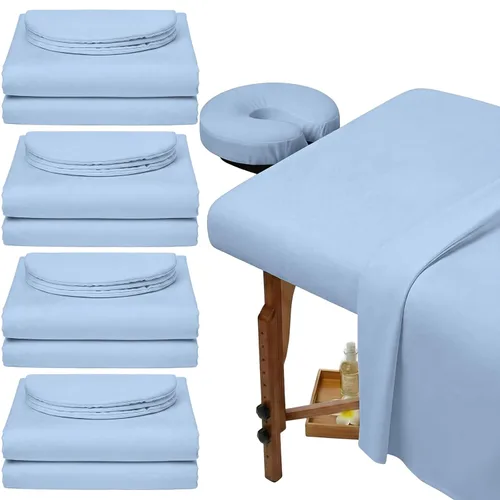 Vista 15 de Oudain Juego de 4 sábanas de microfibra suave para mesa de masaje de 3 piezas, incluye sábana encimera de masaje, sábana bajera ajustable y funda