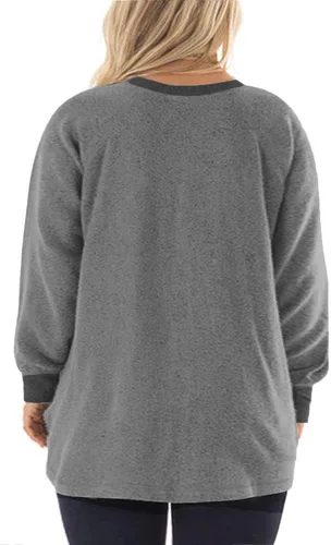 Vista 3 de DOLNINE - Sudaderas de manga larga y con bolsillos para mujer, con bloque de color, tallas extragrandes