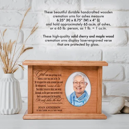 Vista 3 de LifeSong Milestones Urnas para cenizas, urnas femeninas adultas para cenizas, marco de fotos personalizado para adultos, urnas de cremación grabadas
