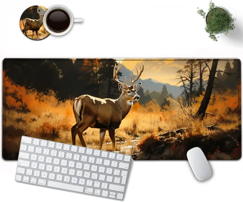Vista 8 de Alfombrilla de mouse grande de 31.5 x 11.8 pulgadas, extendida para juegos con bordes cosidos, protector de alfombrilla de mouse XXL, base de goma