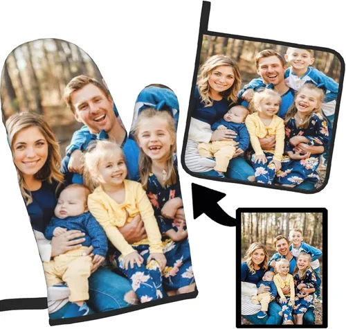 Vista 9 de Manoplas de horno personalizadas y agarraderas personalizadas con tu cara, regalos de repostería para mujeres para cocinar en la cocina, barbacoa