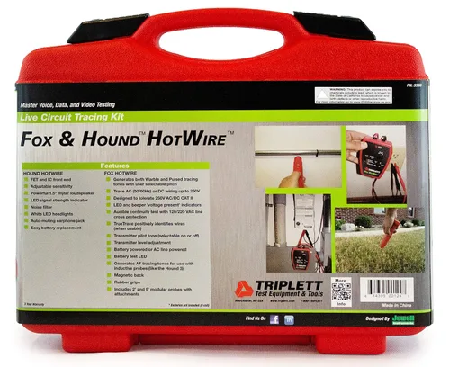Vista 13 de Triplett 3388 Fox & Hound HotWire Kit de Rastreo de Cables con Sonda y Tono de Cable Vivo con Sensibilidad Ajustable - Rastrea Cables de 0 ~ 250 VCA