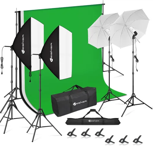 Vista 8 de Yesker Telón de fondo Chromakey de 5 x 6.5 pies, pantalla de fondo 2 en 1 verde y azul, telón de fondo plegable para fotografía