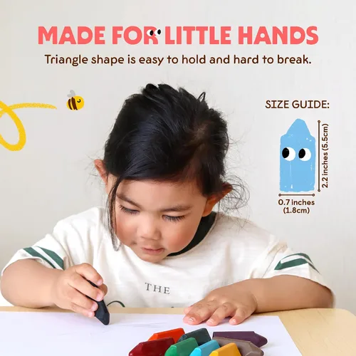Vista 5 de Honeysticks - Ceras triangulares (paquete de 10) - 100% cera de abejas pura, colores de grado alimenticio, ceras no tóxicas para bebés, niños
