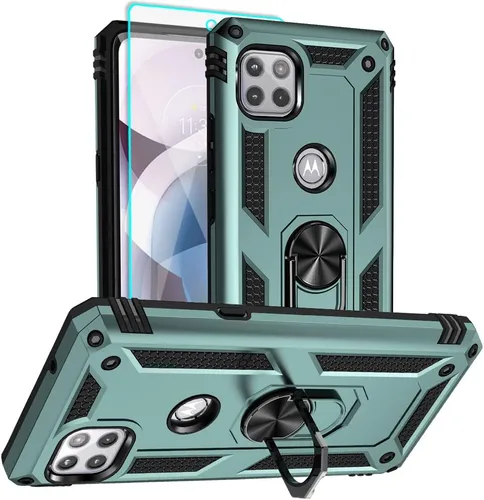 Vista 9 de Funda para teléfono Motorola One 5G Ace, Moto One 5G Ace con protector de pantalla HD, [grado militar de 16 pies probada en caídas], anillo Funda