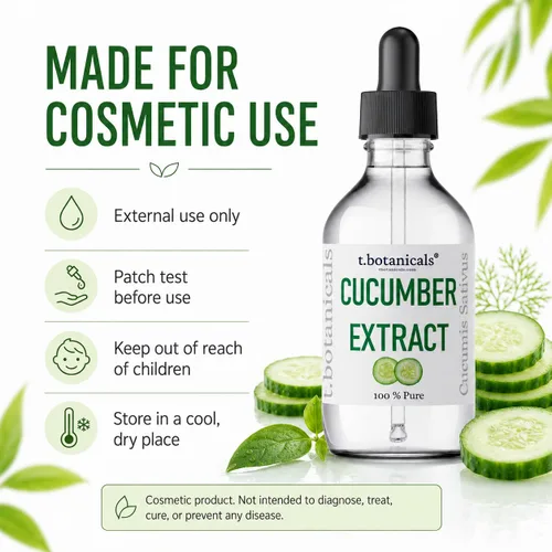 Vista 8 de t.botanicals Extracto de pepino puro, glicerito líquido, suero sin alcohol para mascarilla de lavado facial, formulaciones cosméticas corporales