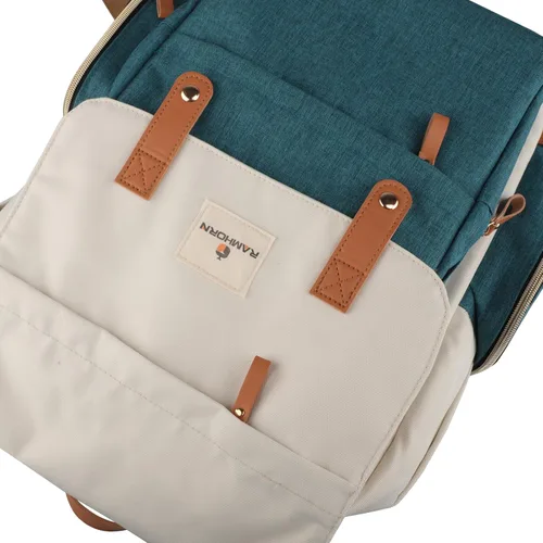 Vista 4 de Ramhorn Bolsa de pañales Mochilas de viaje multifunción para mamá con bolsillos aislados y compartimento para portátil, color verde