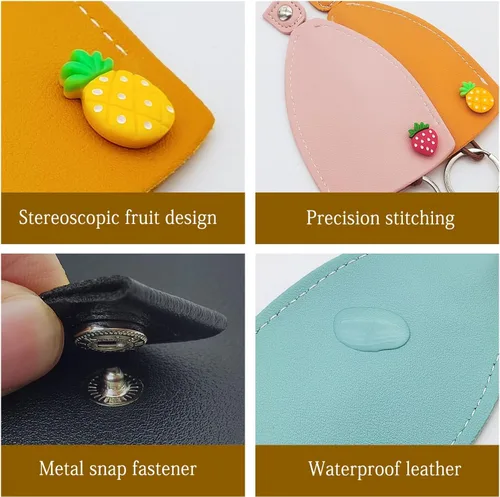 Vista 2 de Lindo 4PCS Estuche de llave de coche de cuero PU, Funda de llave extraíble