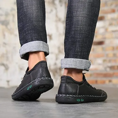 Vista 5 de LZDZN Zapatos casuales para hombre para hombre, mocasines de cuero, vestido para conducir, negro, marrón, amarillo, blanco, tamaño grande, ancho
